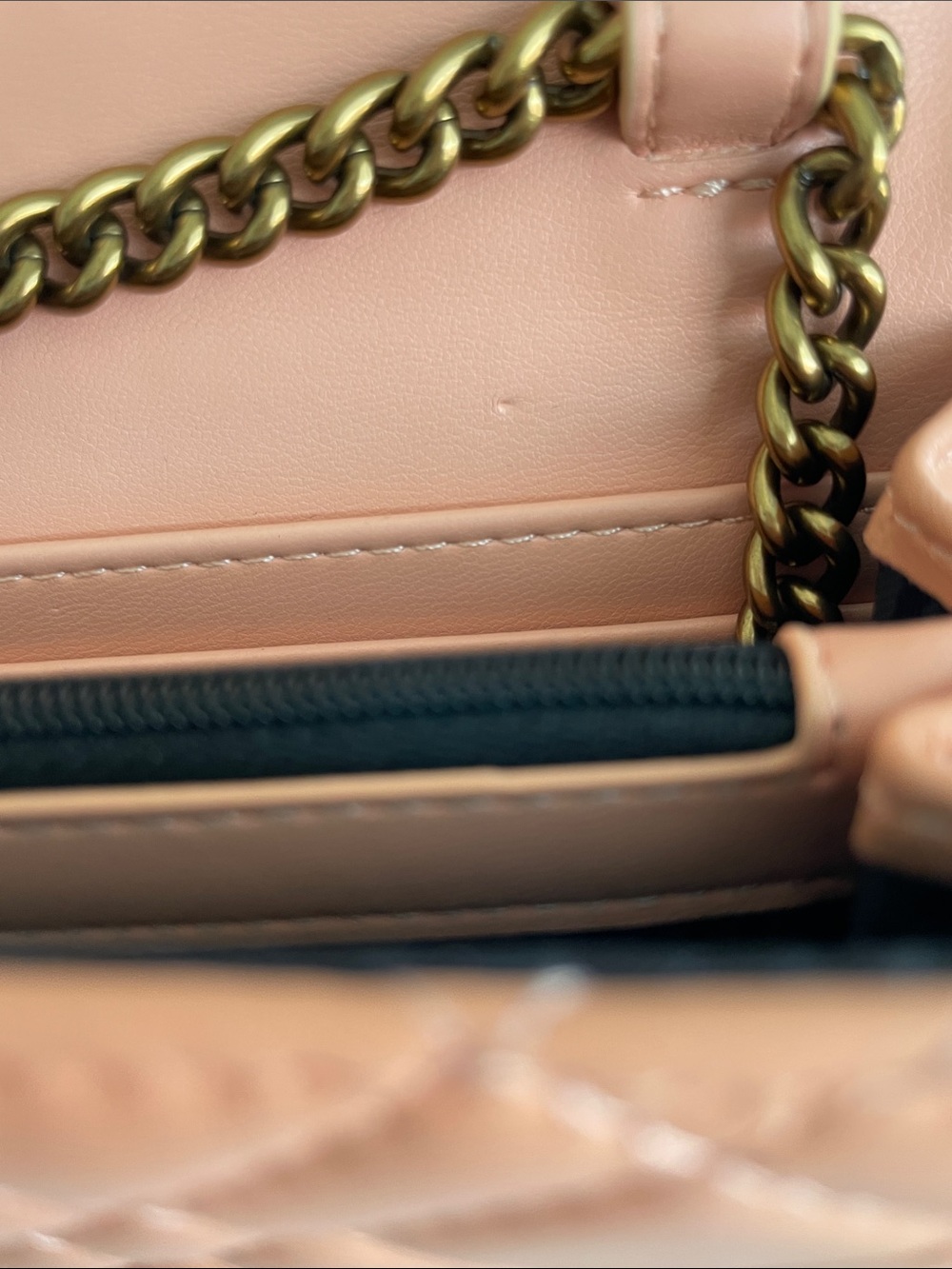 KURT GEIGER Quilted Peach Leather Chain Crossbody | Shoulder Bag - Picture 9 of 16